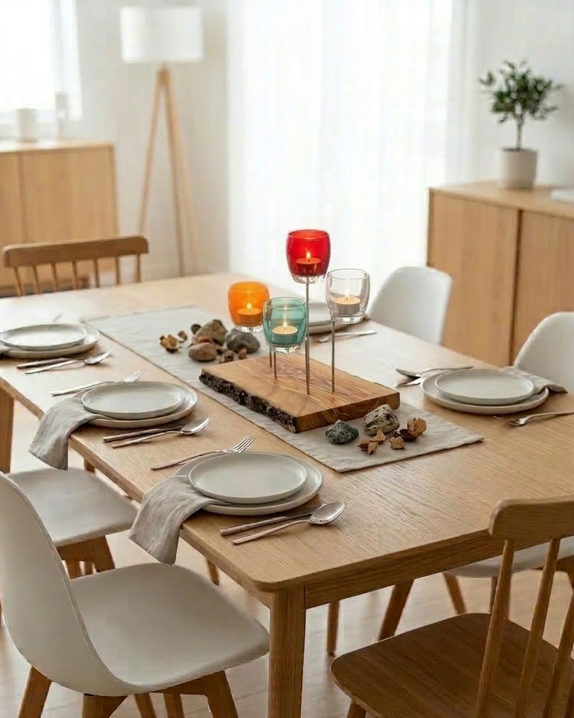 Candle holder on table
